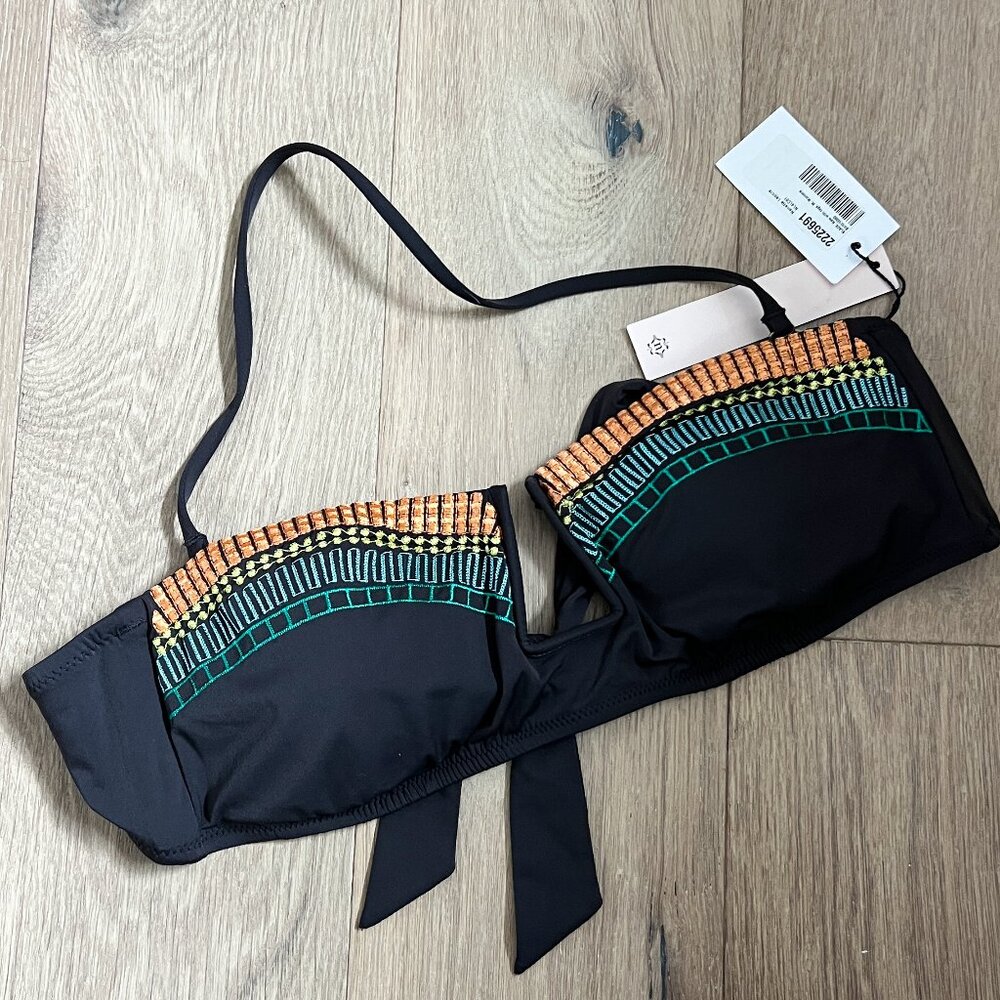 NANETTE LEPORE // Black Mayan Riviera Tease Bandeau Bikini Top NWT M